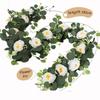 70.87in Faux Floral Vine Garland With White Rose Lifelike Artificial Eucalyptus Leaves Exquisite Durable Garland Hanging Plants