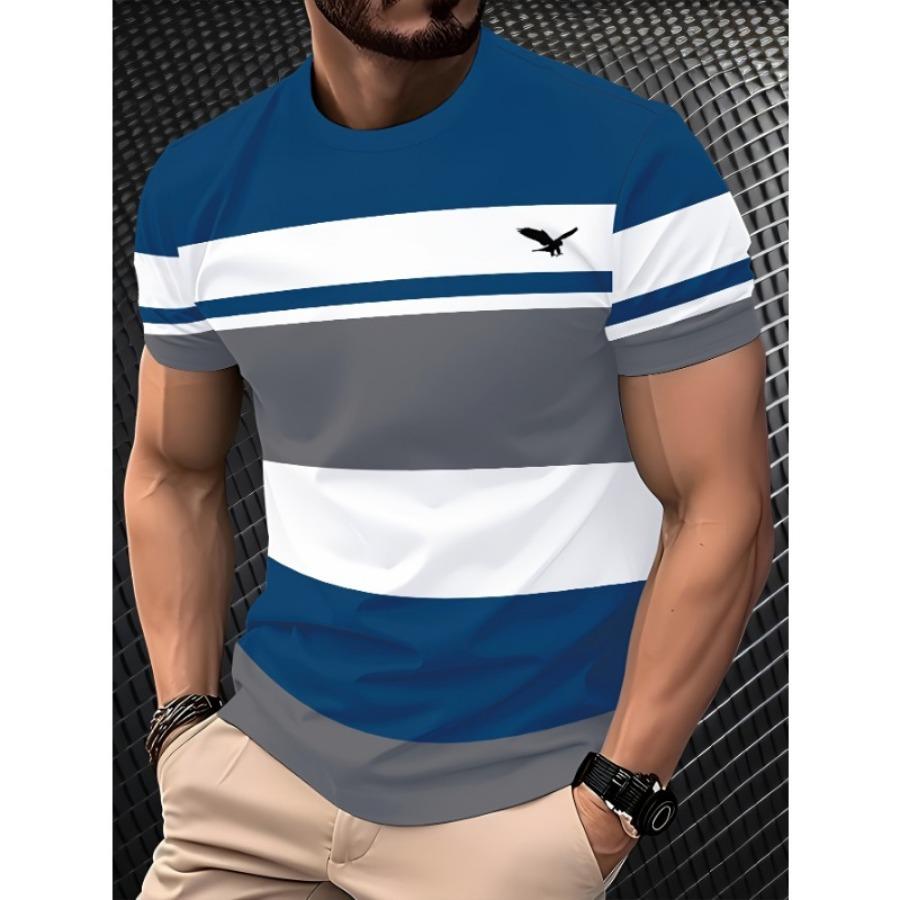 Летний топ с круглым вырезом и 3D-принтом в виде цветных блоков, модные повседневные футболки с короткими рукавами для мужчин