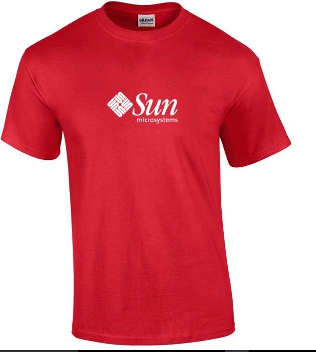 Sun Microsystems T-Shirt Computer White Logo Geek Red Cotton Tee Shirt S-5XL