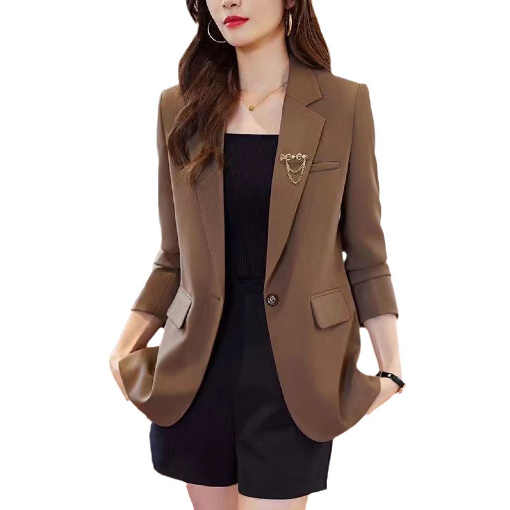 Женский черный блейзер премиум-класса: Осень 2024, Британский стиль, Дизайн с разрезом сзади, Модный костюм