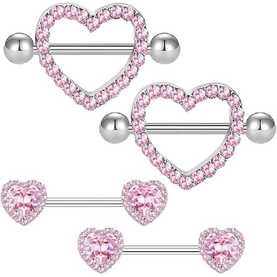 BODY16G CZCZ 14G Кольцо для пирсинга соска в форме сердца 2 Да 316L Нержавеющая сталь кольцо для пирсинга соска CZ Штанга для пирсинга соска Пирсинг соска Украшения Женские