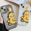 Cartoon Duck 3d Relif Ins Couple Phone Case For Iphone 14 Plus 13 12 Promax 11 Pro Max Soft Silicone Shockproof Back Cover Capa