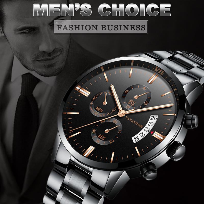 VA VA VOOM Мужские часы из нержавеющей стали, роскошные лучшие брендовые модные повседневные деловые кварцевые наручные часы Relogio Masculino, часы с деловым календарем