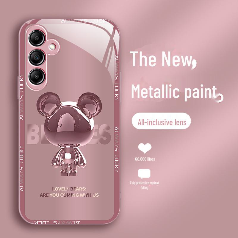Чехол Bear Metal Liquid для Samsung A04S A03Core A04 Cartoon Trendy Brand 20Ultra Glass & Premium Sense