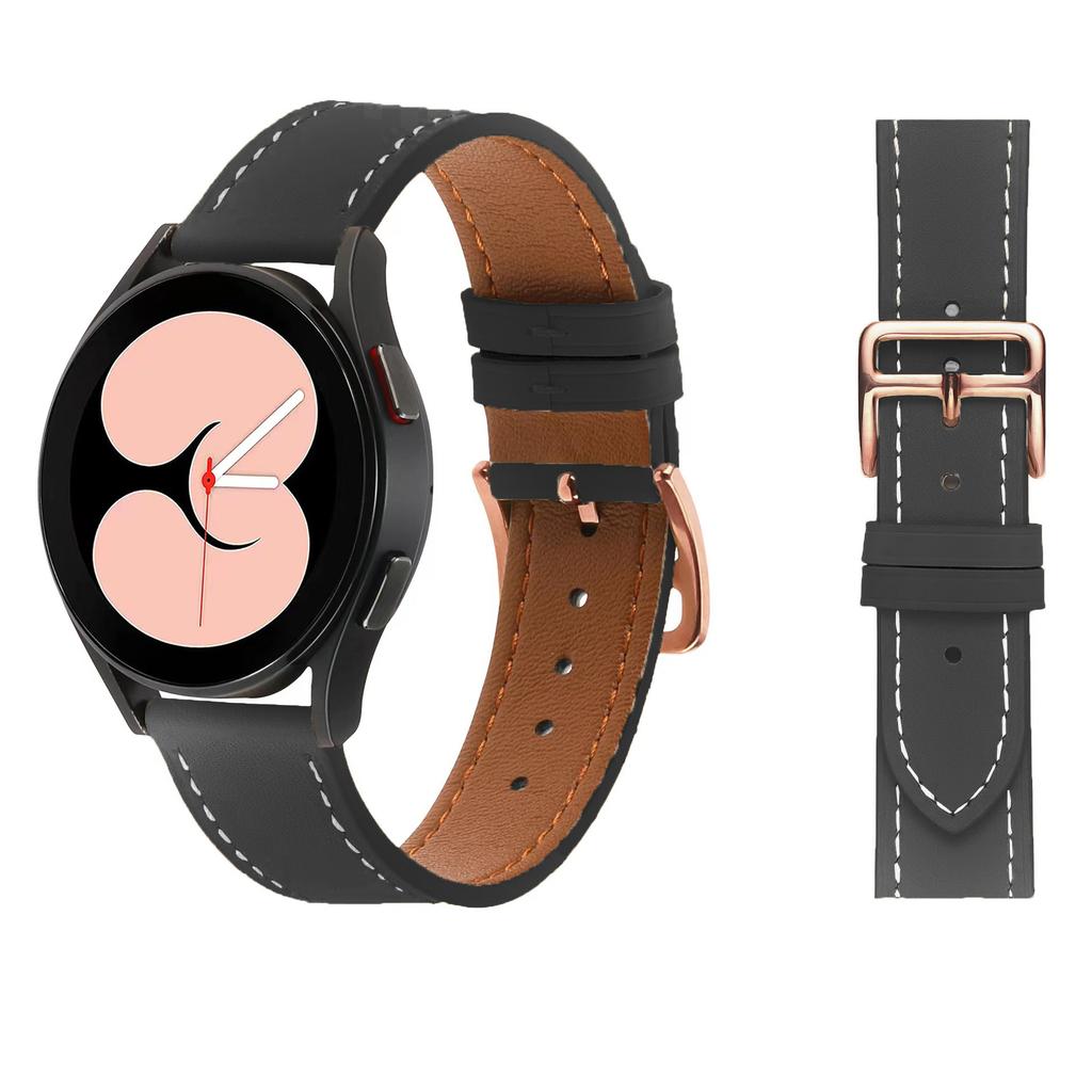 For Garmin vivoactive 5/Venu 2 Plus/Venu Sq PU Leather Watch Strap Gold Buckle 20mm Watch Band