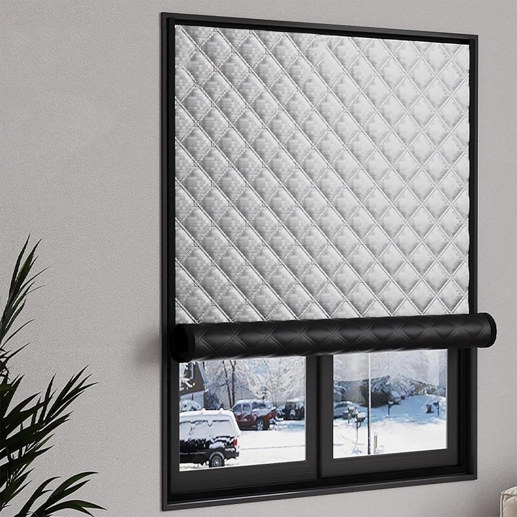 Insulated Window Cover 39x71inch Heavy Duty Thermal Blackout Oxford Cloth Insulated Roll-Up Window Blanket for Home Dorm Office