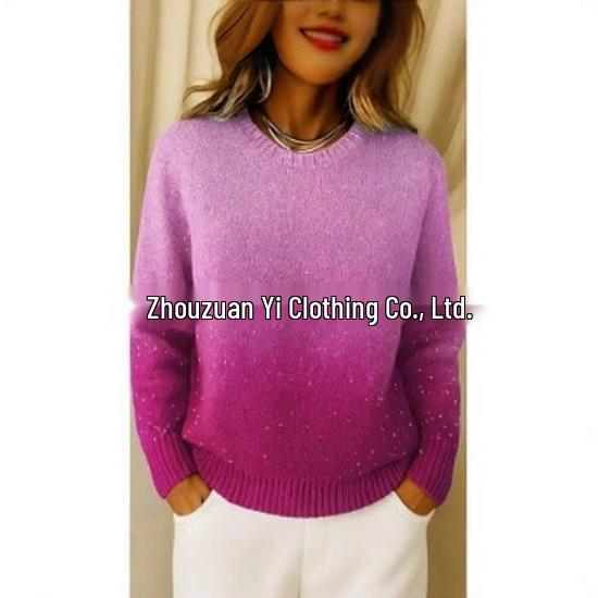 2025 Autumn/Winter Women's Fashion Knit Sweater - Patterned, Warm, Long Sleeve, Round Neck