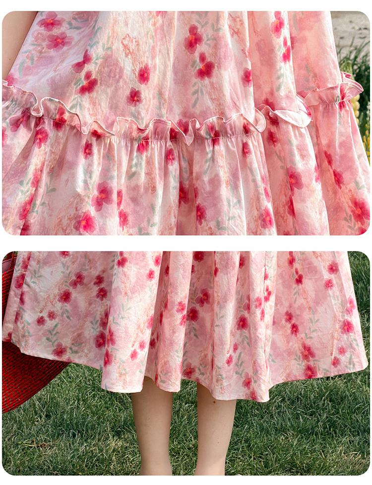 Girls' dress summer 2026 new item beautiful floral bubble sleeves princess dress summer dress children's dress