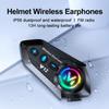 Y12 500M Two Rider Wireless Bluetooth 5.4 Motorcycle Helmet Headphone IPX6 Waterproof 800mAh Noise Canceling RGB Color FM Radio Headset