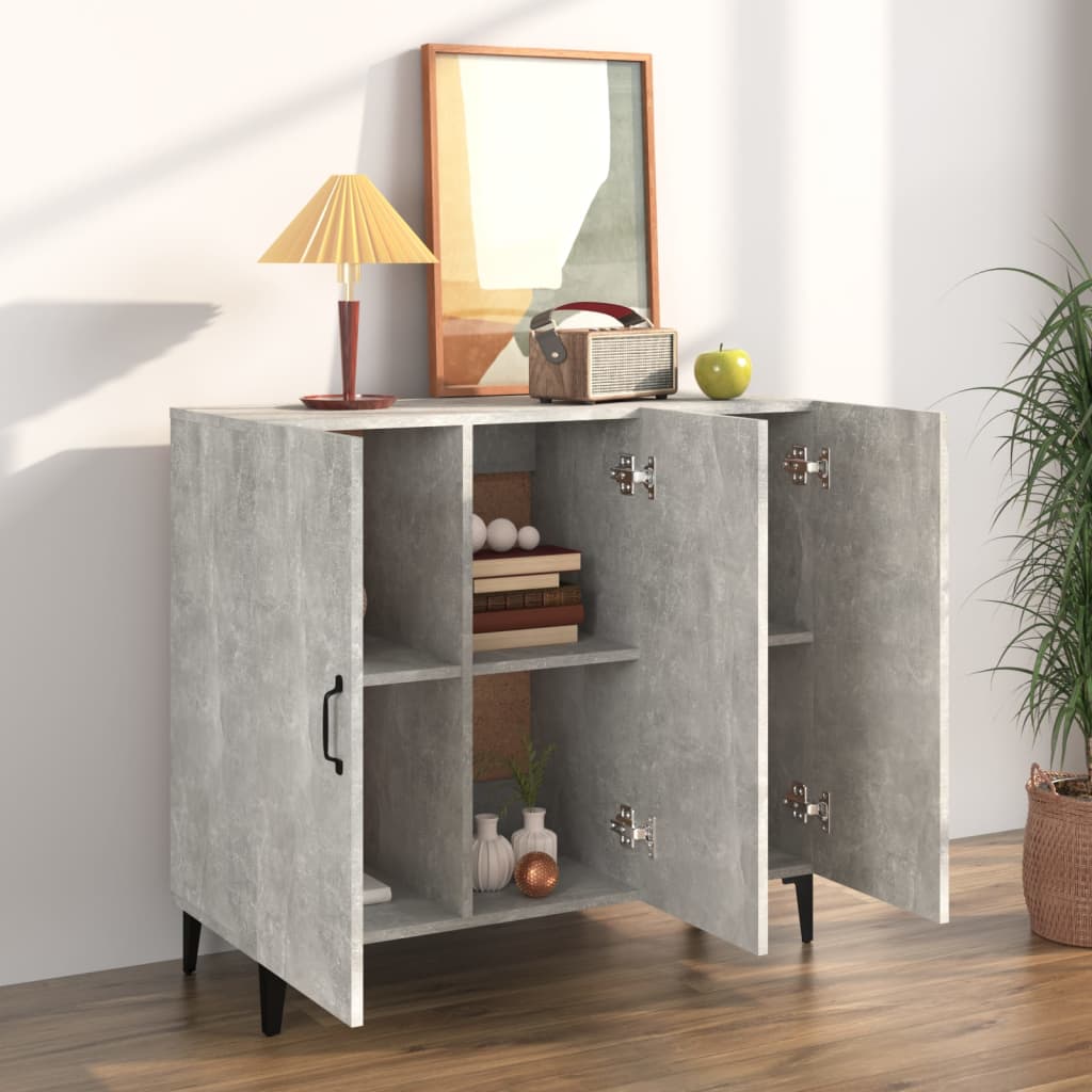 Vidaxl Szafka, Szarość Betonu, 90X34X80 Cm, Materiał Drewnopochodny