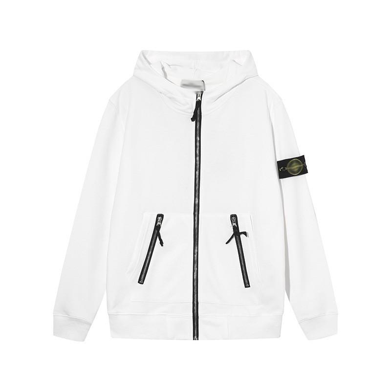 Stone Outdoor Functional Compass Patch Zip Hoodie Loose Fit Sweatshirt Men