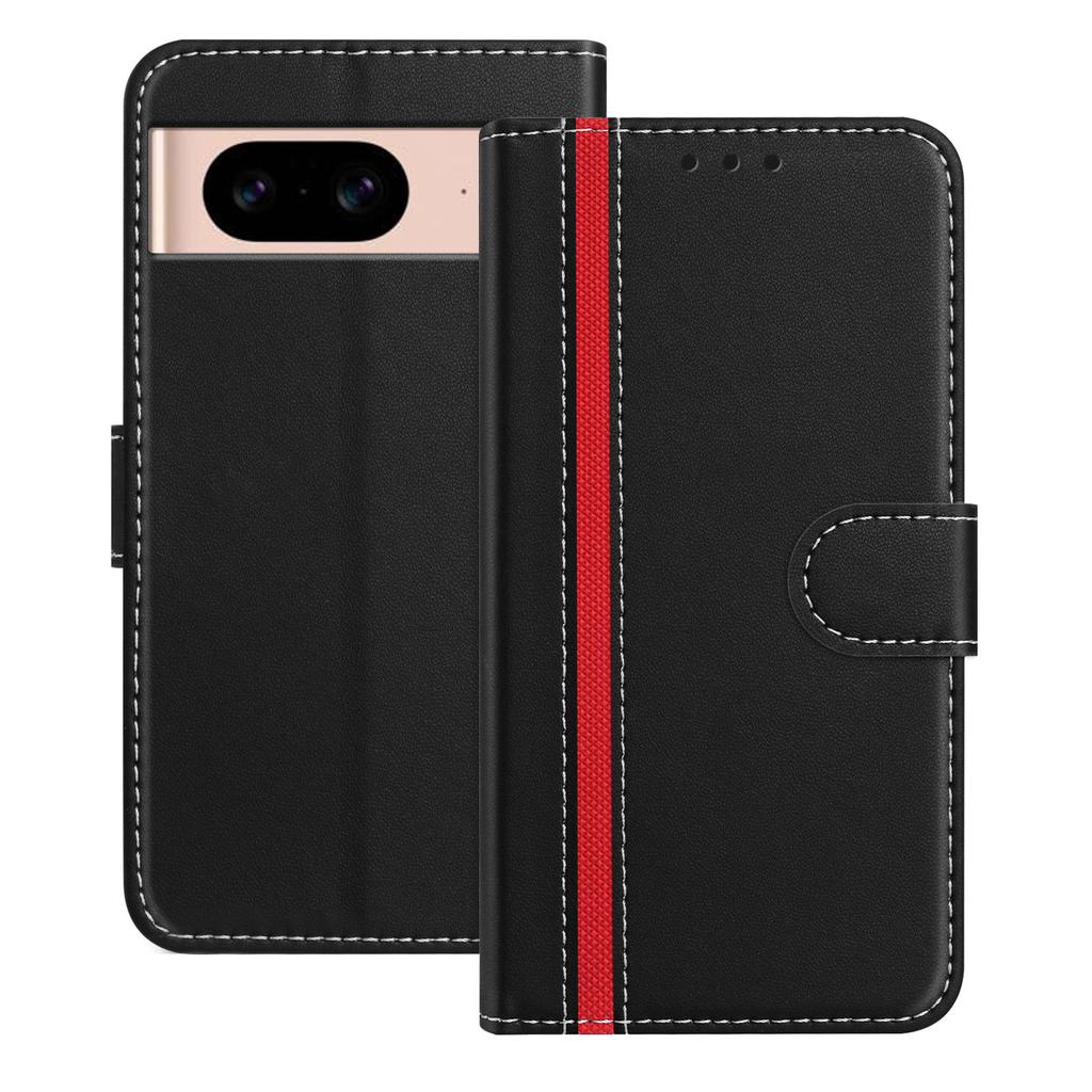 For Google Pixel 8a Phone Cases Wallet Stand Color Splicing Leather Cover with Magnetic Clasp