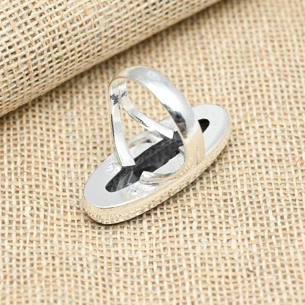 Iolite Gemstone Solid 925 Sterling Silver Handmade Oval Shaped Ring Girls Jewelry