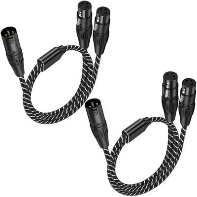 NCGY Кабель для микрофона, 2 шт., XLR (папа) на 2 XLR (мама), Y-разветвитель, 0,5 м, для записи конденсаторного микрофона, AV-усилителя, динамиков