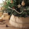 Christmas Tree Skirt Burlap Collar Adjustable Clips Holiday Decor