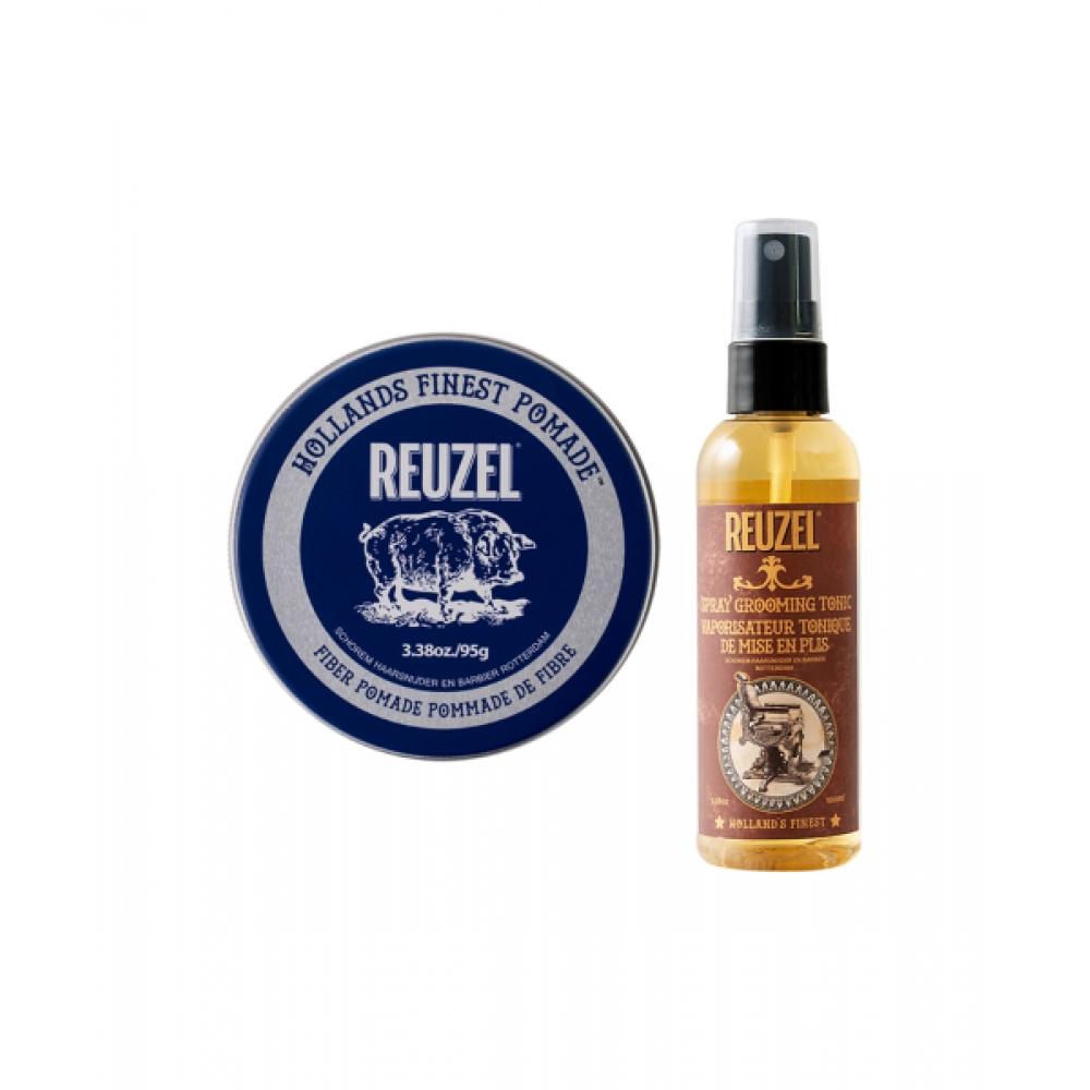 Помада для волос Reuzel Fiber 95г + Тоник для укладки Reuzel Grooming Tonic 100мл