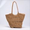 Соломенная сумка из полой бумажной веревки, ручная работа, большая вместимость, на плечо, сумка-тоут, женская отпускная пляжная сумка