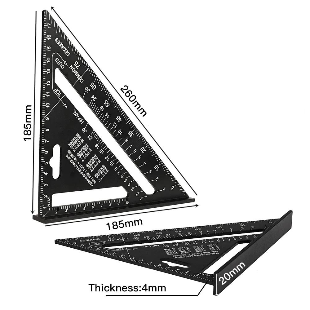 Деревообрабатывающие инструменты Треугольная линейка Алюминиевый сплав Угломер Измерение скорости Метрическая