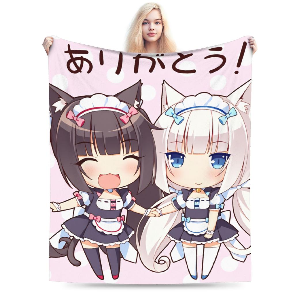 Nekopara Soft Warm Blanket Kids Plush Throw Blanket Novelty Bedroom Flannel Bedspread Sofa Bed Cover