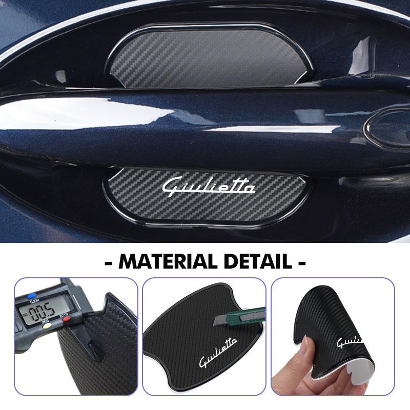 2026 Hot Alfa Romeo 4PCS Carbon Fiber Car Door Handle Protection Sticker Emblem Accessories For Alfa Romeo Giulietta GT 159 147 