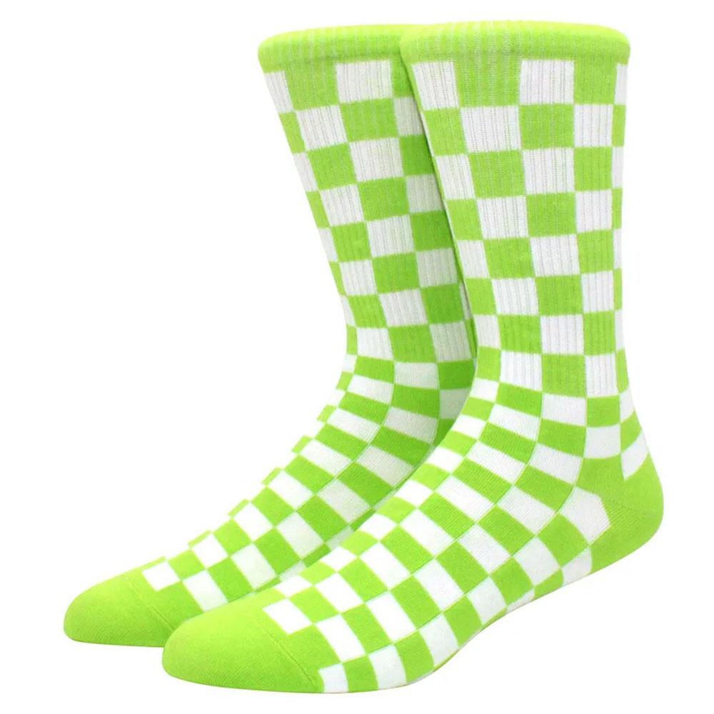 1 пара мужских носков в стиле хип-хоп с рисунком в виде шахматной доски, молнии, пламени, скейтборда