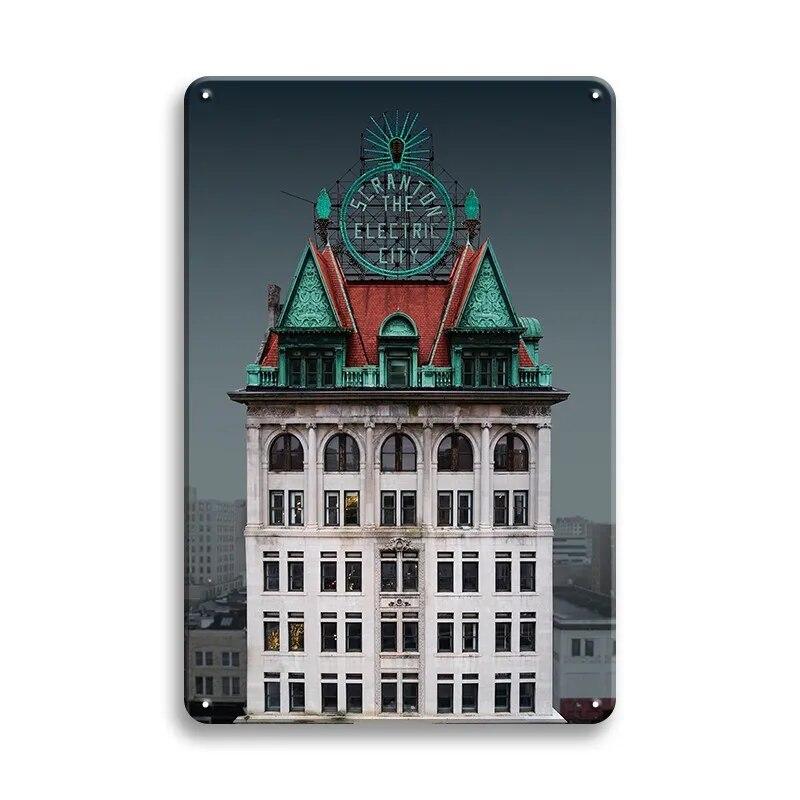 Beautiful City Landmarks Retro Posters Paris Dubai Building View Metal Tin Sign Living Room Bedroom Home Decorative Art Painting