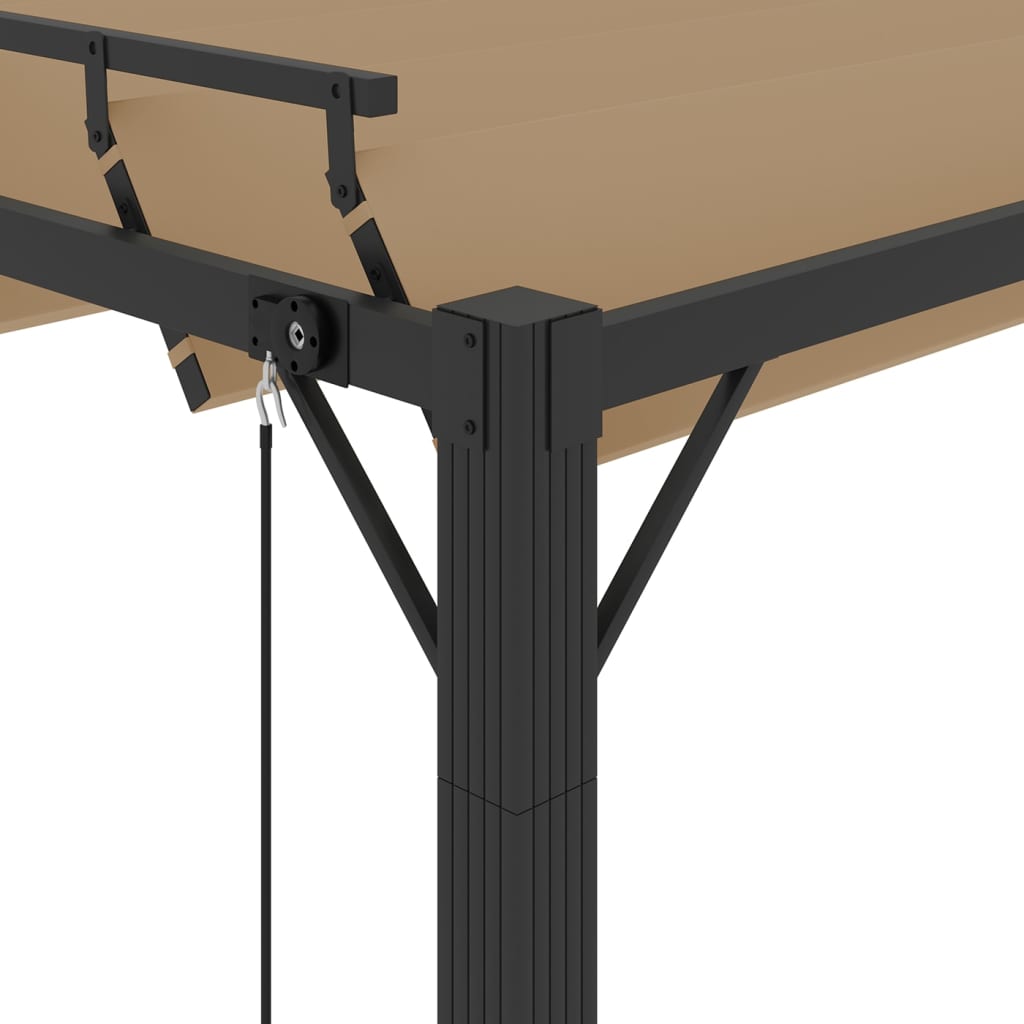 Pergola with Adjustable Louvered Roof 3x3 m Taupe Fabric and Aluminum