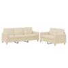 2 Piece Cream Fabric Sofa Set with Cushions