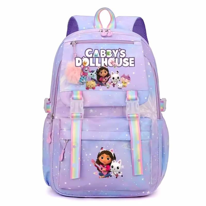 New Gabby Dollhouses School Backpack For Girls Kawaii Cartoon School Bag Cute Girls School Supplies Kids  44*30*22cm