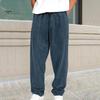 Men Sport Pants Wide Leg Drawstring Elastic Waist Pure Color Sweatpants Full Length Loose with Pockets Long Trousers