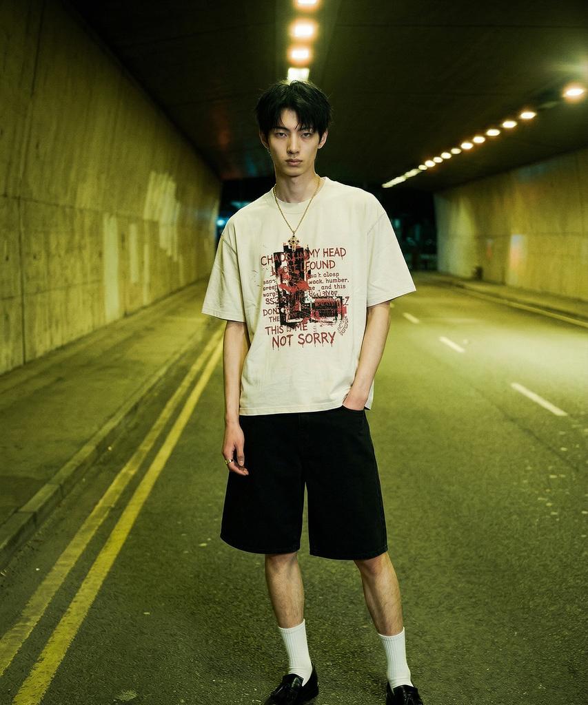 LENGAGEMENT Not Sorry Salt Wash Crop Short Sleeve T-Shirt (White)