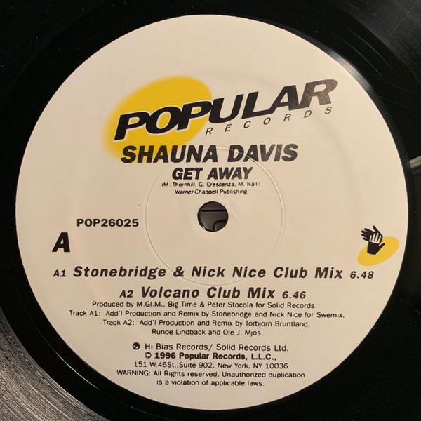 12-дюймовая пластинка SHAUNA DAVIS Get Away POP26025 Популярные пластинки 1996 США Танцевальная Электроника Б/у