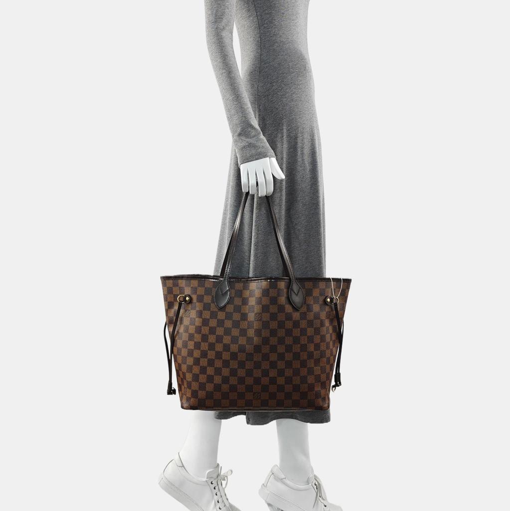 [Pre-Owned] Neverfull Mm Checkered Coated Canvas With Leather Trim Tote Bag - Very Good #W0D97T