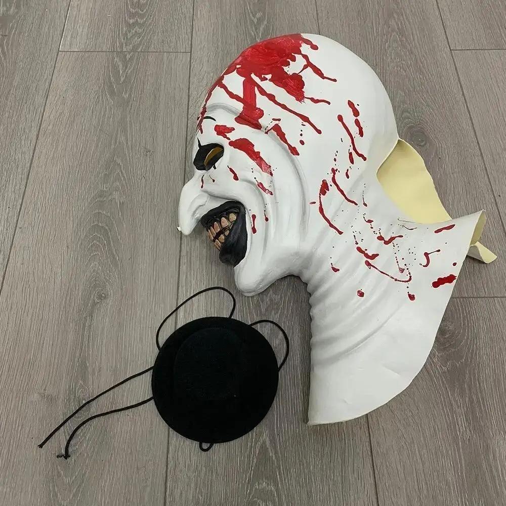 1 шт., маска клоуна Terrifier 3, косплей, страшный кровавый демон, злой джокер, шляпа, латексная маска, женская мужская ролевая игра на Хэллоуин, реквизит