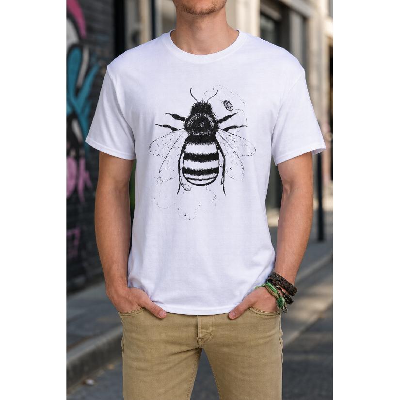 Plus Size - Men's T-Shirt S-5XL Featuring a Detailed Bee Graphic Print - a Casual Short-Sleeve Crew-Neck Top With a Relaxed Fit, Comfortable Feel,