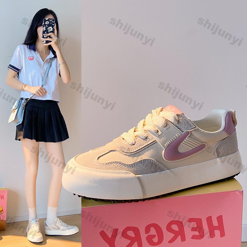 Модная женская повседневная трендовая спортивная обувь Новая модная платформа из искусственной кожи Кроссовки Женская легкая нескользящая обувь на шнуровке Вулканизированная обувь