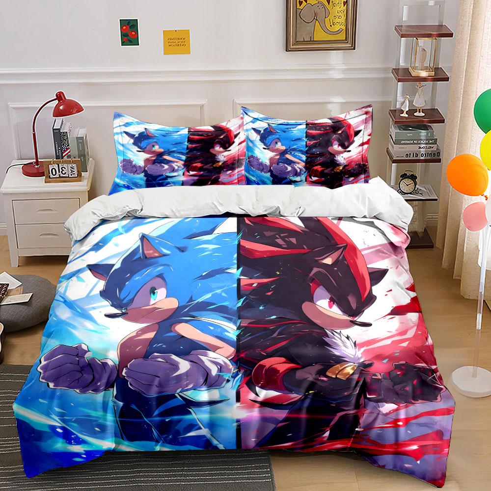 Blue and red hedgehogs. Bedding sets Duvet cover sets Duvet covers Pillowcases(1 * Duvet Cover 2 * Pillowcases without duvet insert)