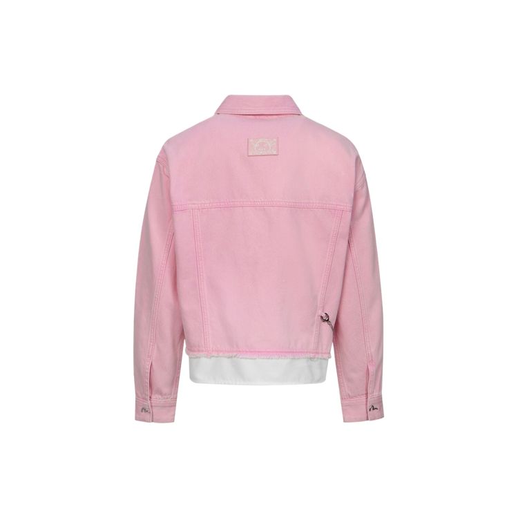 Evisu SS24 Джинсовая куртка с вышивкой-аппликацией «Чайка», модная, с имитацией многослойности, женская, Джинсовый-Розовый 2ESHTW4DJ4002FFDN