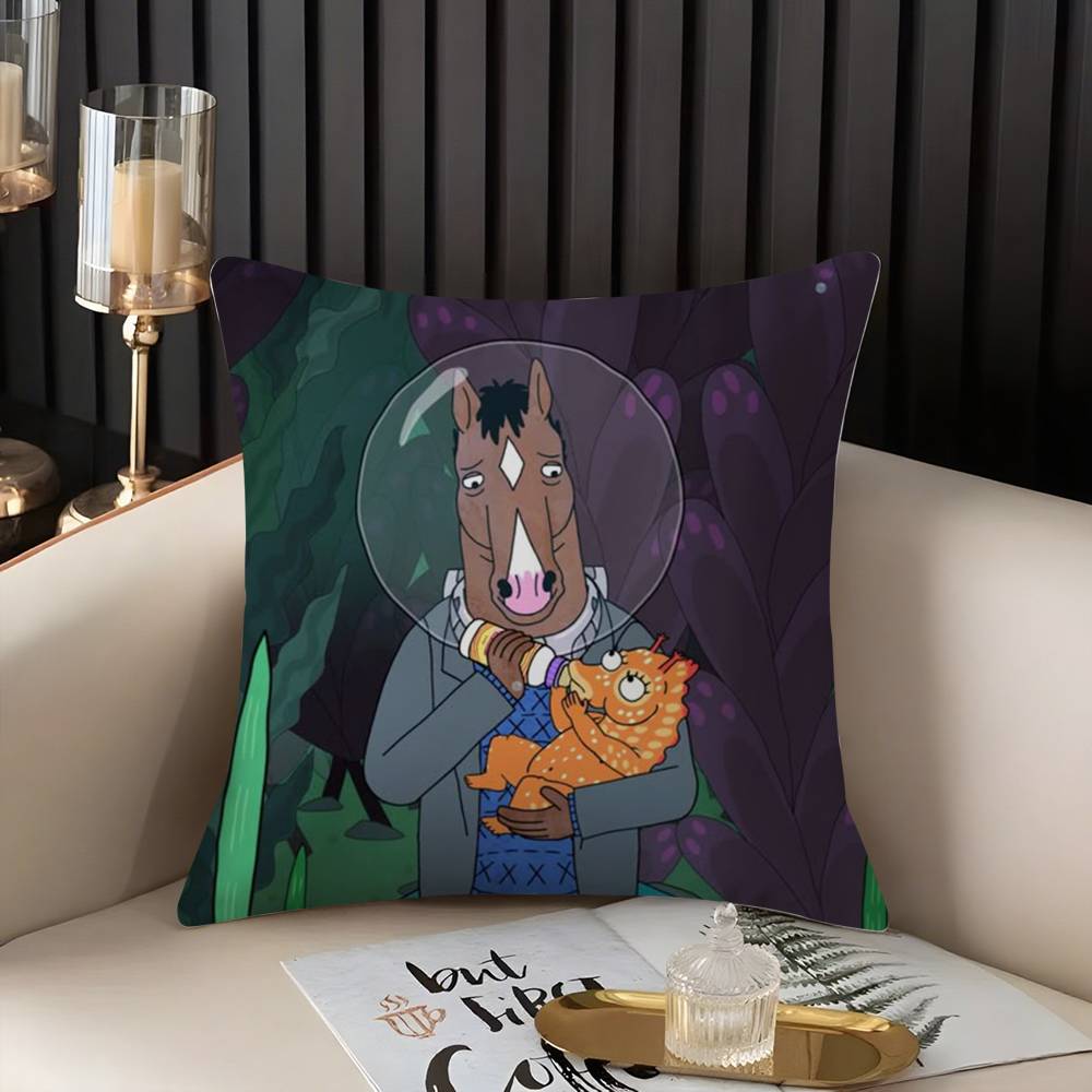 B-Bojack Horseman Наволочка для подушки Домашний Общежитие Спинка стула Короткий плюш Двусторонняя печать Офис Время для сна Чехол для подушки