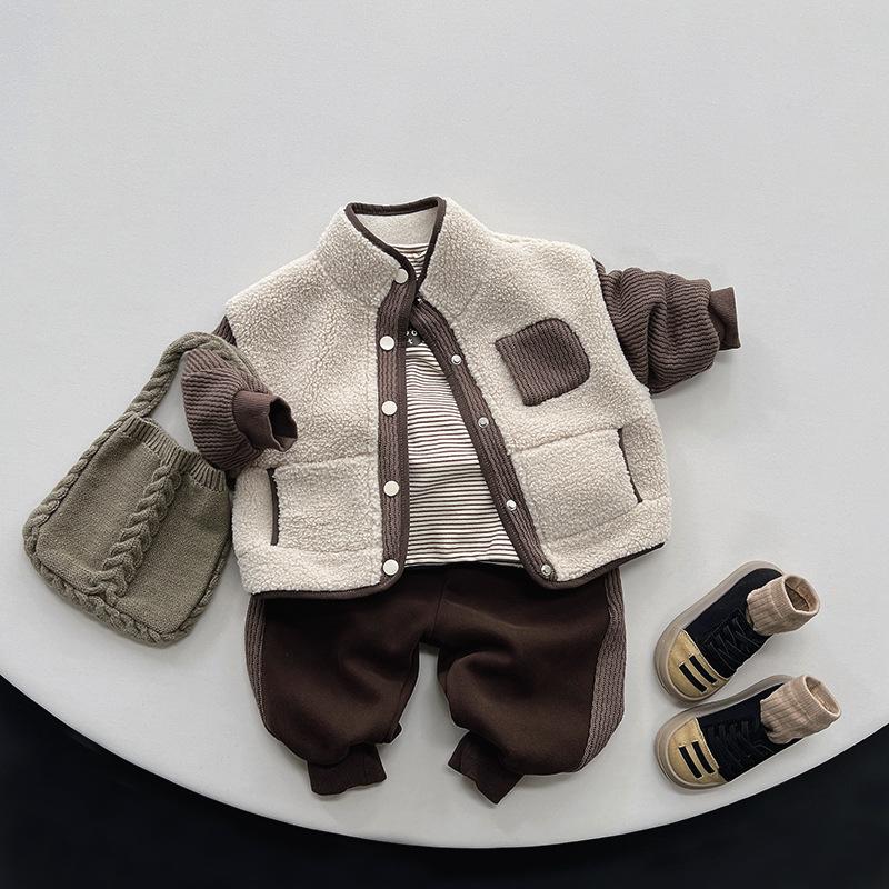 Мальчики 2-6 лет, цветное плюшевое пальто, зимняя новая куртка для мальчиков, детские теплые утолщенные топы, детская одежда