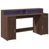 VidaXL Bureau et lumières LED chêne marron bois d'ingénierie, bureau de travail, bureau d'étude, bureau à domicile, bureau 3309435