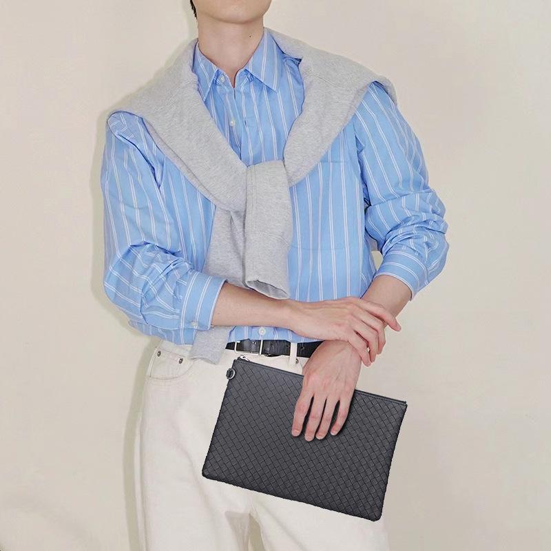 Мужской плетеный клатч из вощеной кожи, весна/лето 2025 г. — большой конверт и сумка для iPad