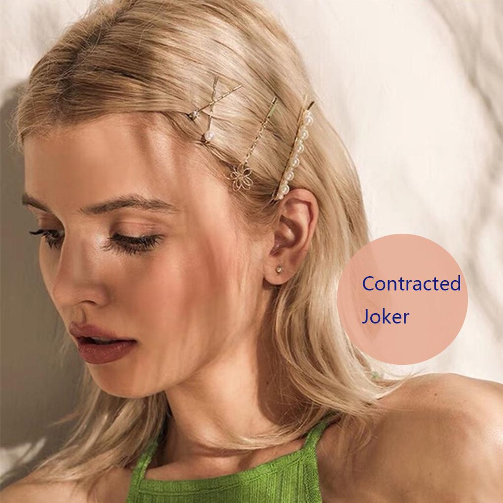 4Pcs Faux Pearl Hair Clips Set Pins Non-slip Barrette Women Girls Hairpin Headwear Type 1