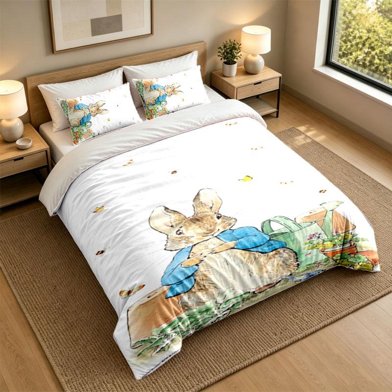 3Pcs Bedding SetPeter Rabbit Soft Bed Sheet and Two Pillowcases Home Bedroom Decor