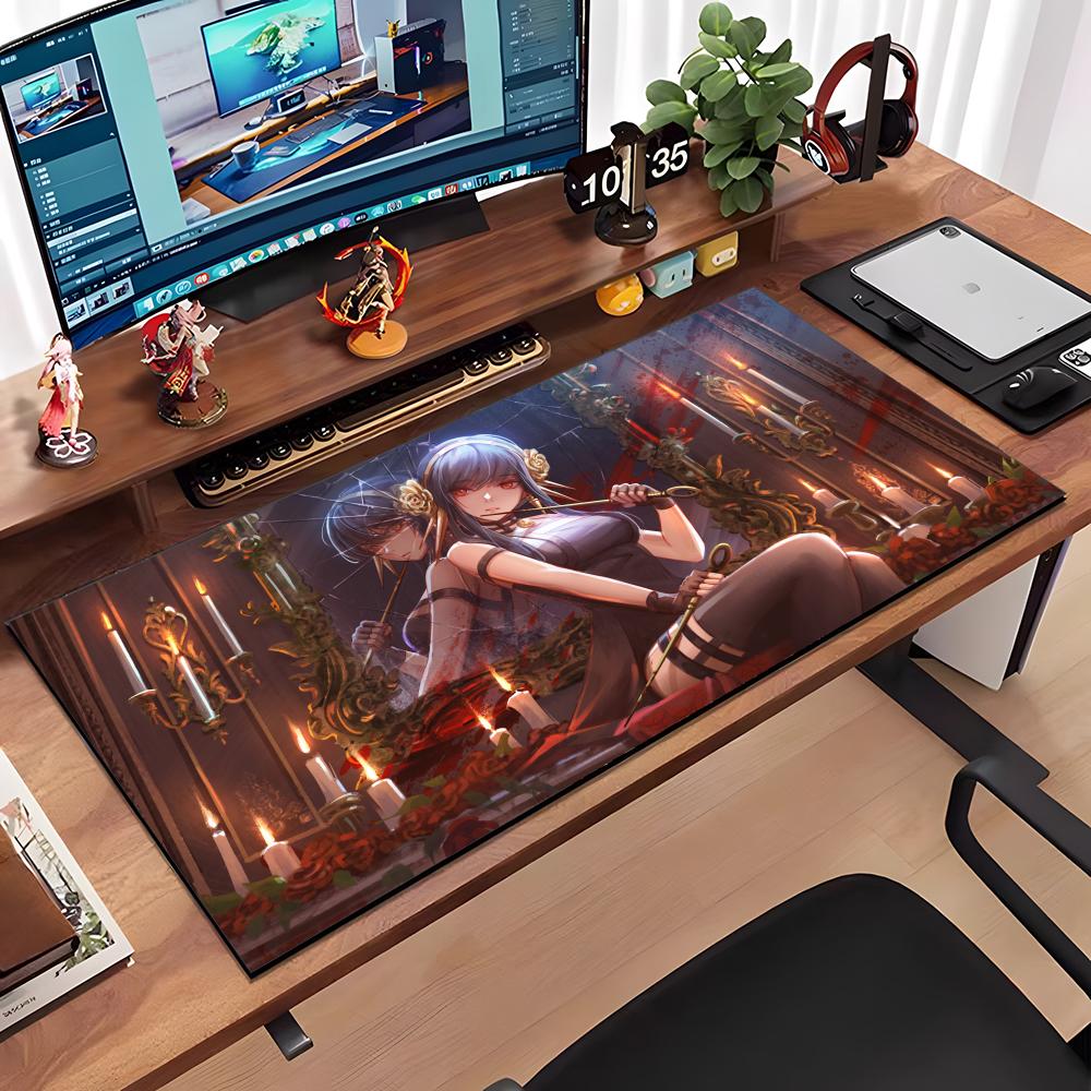 Kawaii S-spy X FamilyKawaii S-spy X Family Mouse Pad Large Anti-Slip Rubber Gaming MousePad Durable Desk Pad Thick Seam Edge Sui