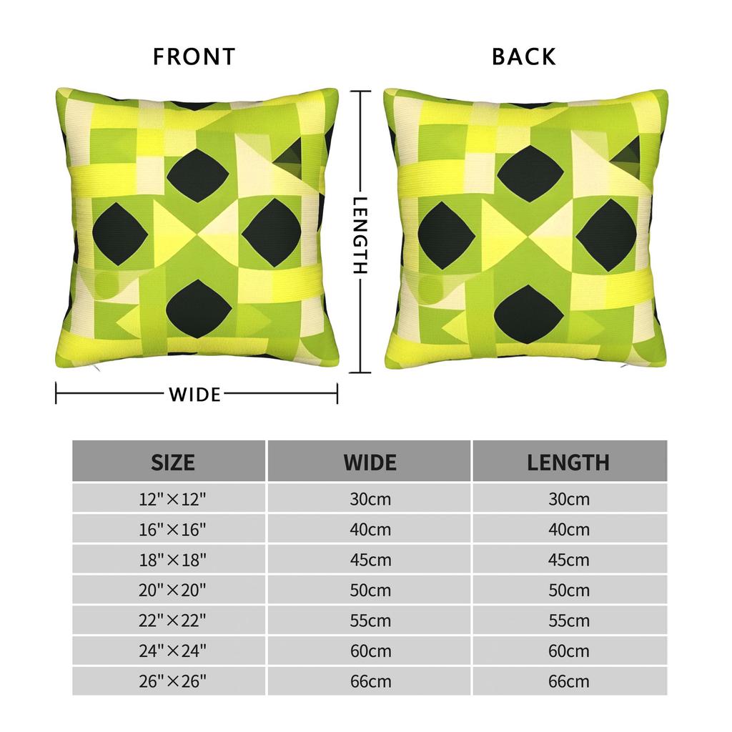 Lime Green Abstract Pattern Pillow Cover Square Cushion Cover Vintage Pillow Case For Sofa Couch Bed Living Room