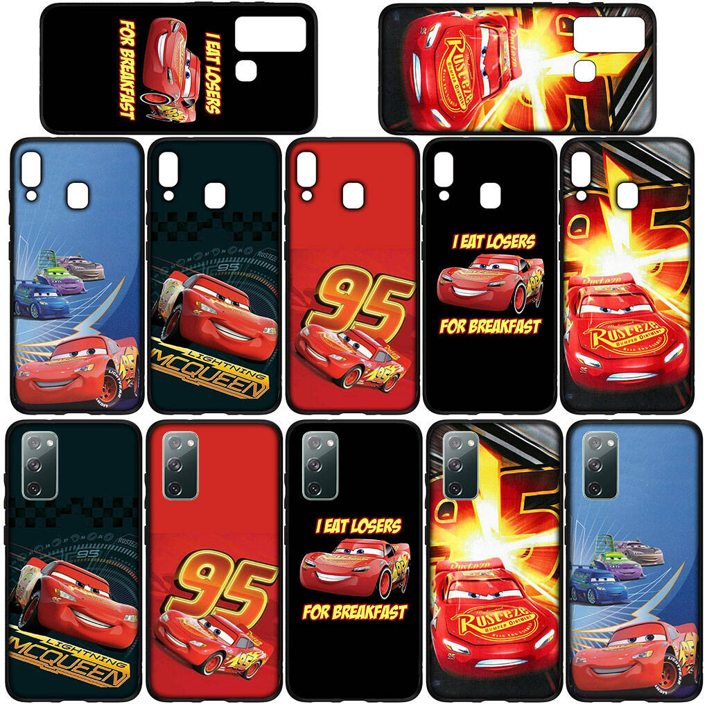 Для Samsung Galaxy S25 S24 S23 S22 Ultra FE Plus A17 A37 A57 A56 A55 A06 A16 A15 A36 A35 A05 A25 A54 A34 Чехол для телефона Мультяшные машинки Молния Маккуин 95