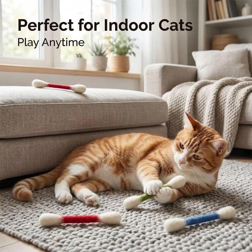 6Pcs Durable Cotton Swab Cat Toy Oversized Cat Accessories Kitten Chew Toy  Dental Cleaning