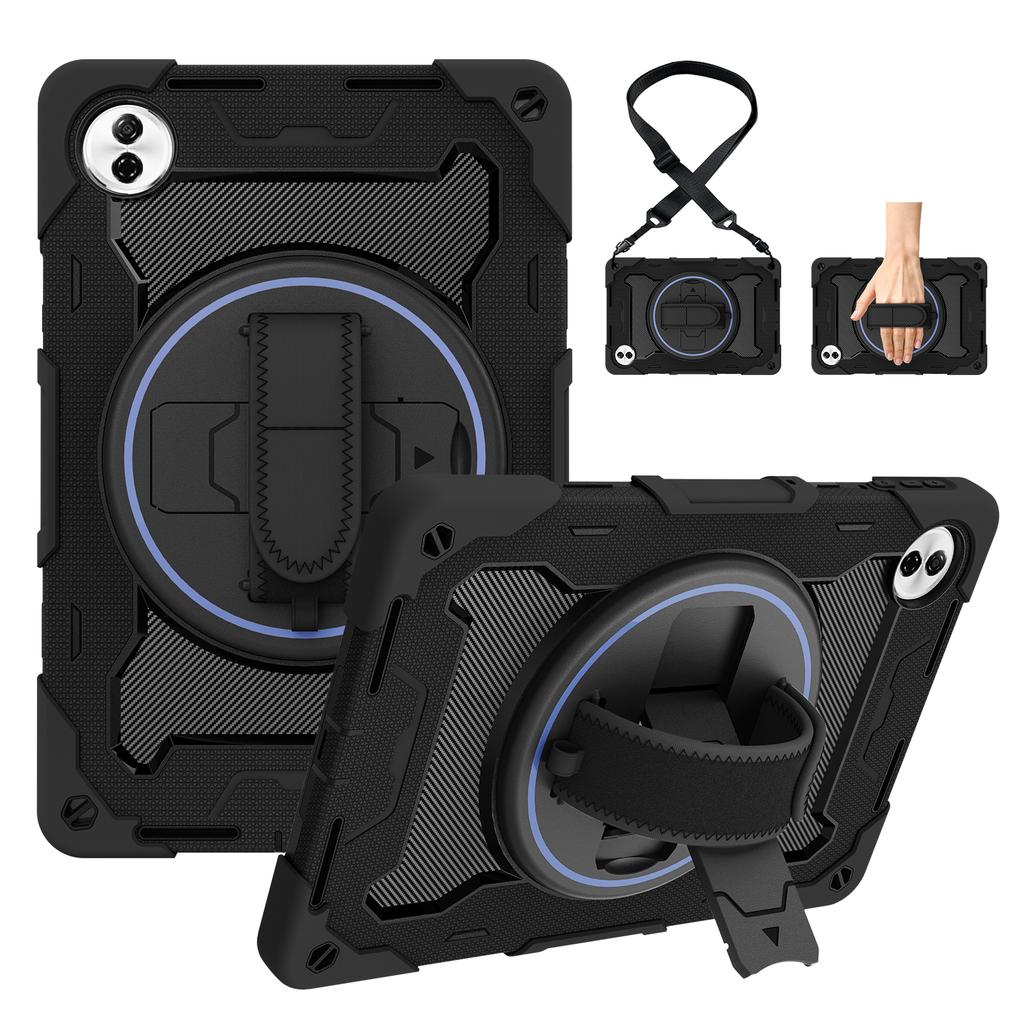 Heavy Duty Rugged Case for Huawei Honor Pad 10 (Tablet 10) 2025 12.1 Inch HEY3-W00 360 Rotating Kickstand Cover with Hand Strap