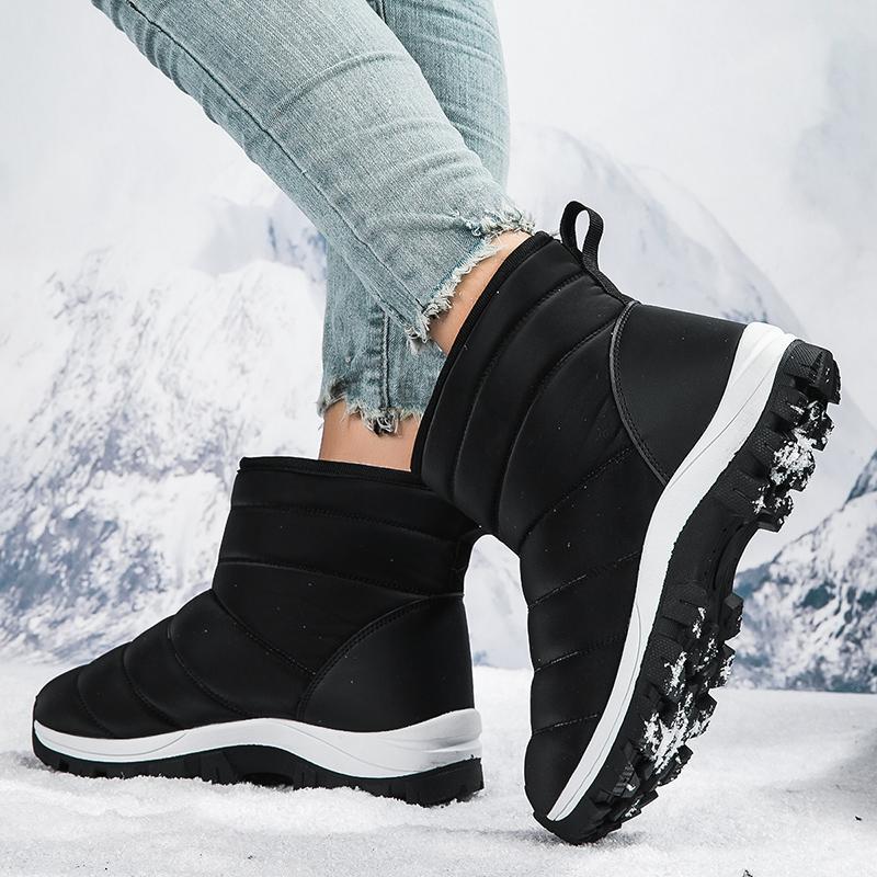 Ladies' Winter Fashionable Anti Slip Wear-resistant and Warm High Top Cotton Shoes with Added Fleece Outdoor Snow Boots